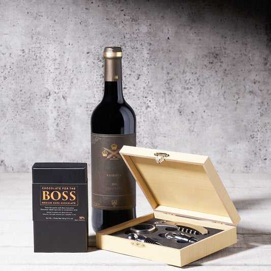 Wine & Medium Dark Chocolate Gift Set, Wine Gift Baskets, Gourmet Gift Baskets, Hazelton's 