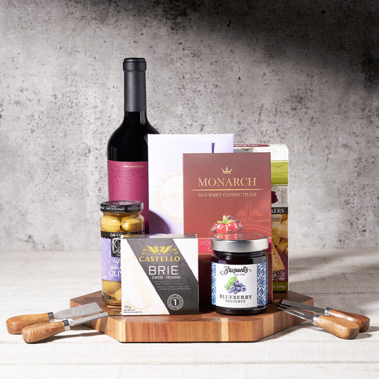 The Daventry Cheese & Wine Gift Basket, Wine Gift Baskets, Gourmet Gift Baskets, Cheese, Chocolates, Wine