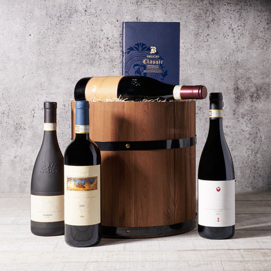 The Wine and Chocolate Collection Barrel, Wine Gift Baskets, Gourmet Gift Baskets