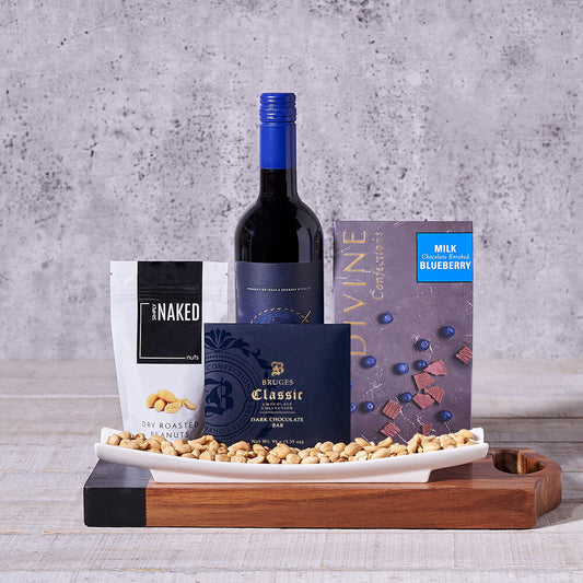 Chocolate, Nuts & Wine Gift Set, wine gift, wine, gourmet gift, gourmet, nuts gift