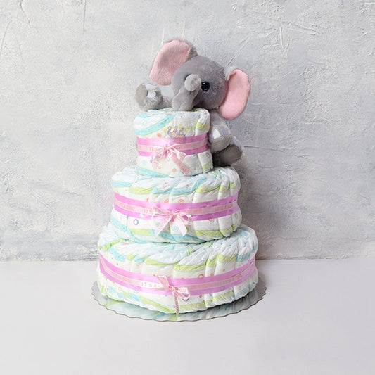 Diaper Cake with Elephant - Baby Gift Basket 