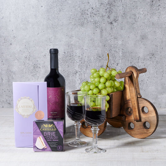 Gourmet Snack & Wine Gift Basket, wine gift, wine, gourmet gift, gourmet, fruit gift