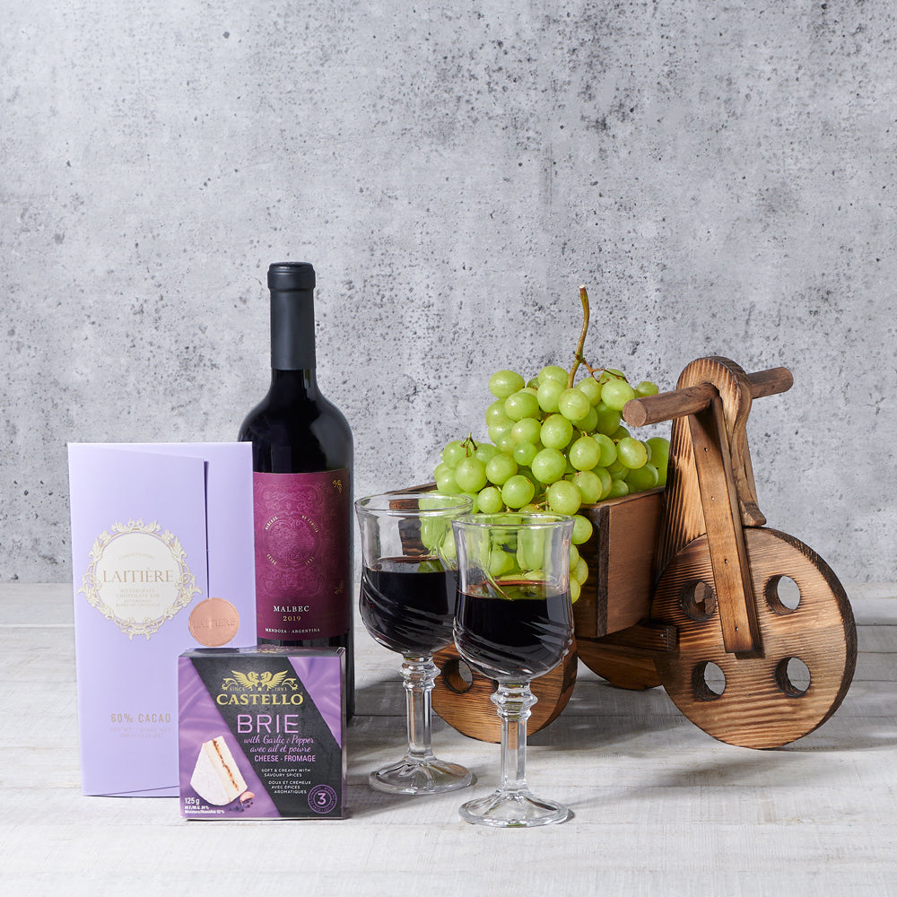 Gourmet Snack & Wine Gift Basket, wine gift, wine, gourmet gift, gourmet, fruit gift