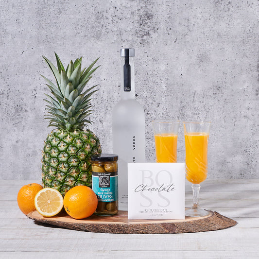 Tropical Fruit & Liquor Gift, liquor gift, liquor, fresh fruit gift, fruit gift basket, summer gift, summer gift basket Hazelton's