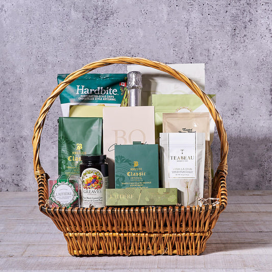 Rustic Sparkling Wine & Snack Basket, sparkling wine gift, sparkling wine, champagne gift, champagne, gourmet gift