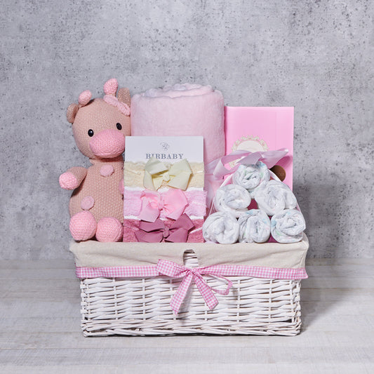 Baby Girl Giraffe Gift Basket, baby gift, baby, baby girl gift, baby girl, baby shower gift, baby shower