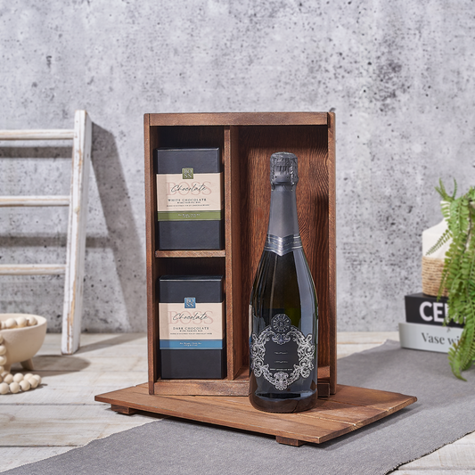 Kosher Champagne & Chocolate Box, champagne gift, champagne, sparkling wine gift, sparkling wine, kosher gift, kosher