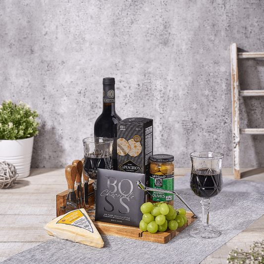 Kosher Wine and Cheese Board, kosher gift, kosher, wine gift, wine, cheese gift, cheese, fruit gift, fruit